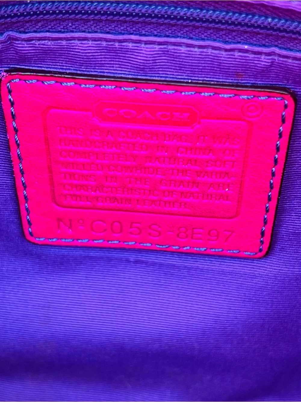 Vintage COACH Chelsea Dark Pink Leather Tote Bag 2005